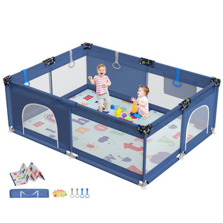 71"x 59" Large Baby Playpen with Mat, Unisex Kids Baby Safety Activity Center Playard Play Yard Fence Anti-Slip Base for Infant Toddler