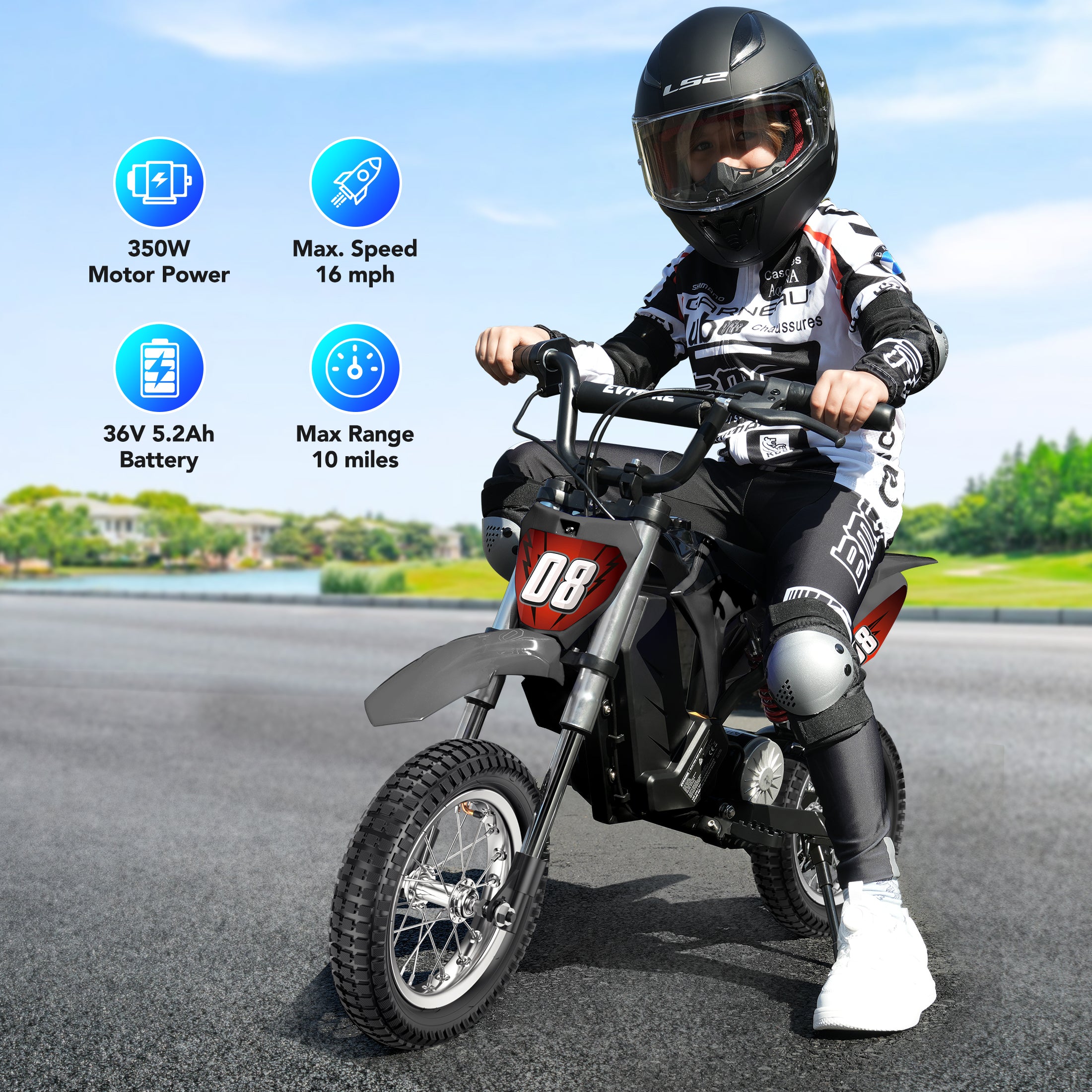 36V 300W Electric Dirt Bike for Kids Ages 5-10,Fast Speed Electric