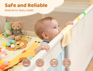 71"x 59" Large Baby Playpen with Mat, Unisex Kids Baby Safety Activity Center Playard Play Yard Fence Anti-Slip Base for Infant Toddler