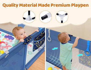 71"x 59" Large Baby Playpen with Mat, Unisex Kids Baby Safety Activity Center Playard Play Yard Fence Anti-Slip Base for Infant Toddler
