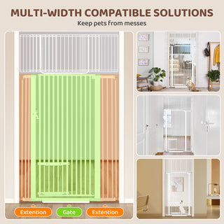 71" Extra Tall Pet Gate with Cat Door, 29.5"-40.6" Adjustable Wide Pressure Mounted Walk Through Swing Safety Gates, White