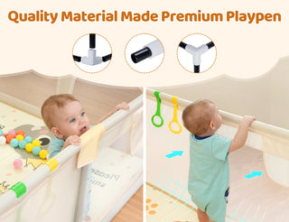 71"x 59" Large Baby Playpen with Mat, Unisex Kids Baby Safety Activity Center Playard Play Yard Fence Anti-Slip Base for Infant Toddler