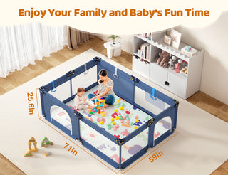 71"x 59" Large Baby Playpen with Mat, Unisex Kids Baby Safety Activity Center Playard Play Yard Fence Anti-Slip Base for Infant Toddler