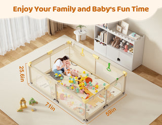 71"x 59" Large Baby Playpen with Mat, Unisex Kids Baby Safety Activity Center Playard Play Yard Fence Anti-Slip Base for Infant Toddler