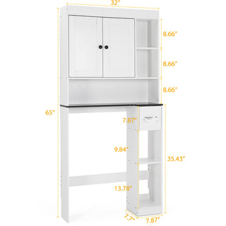 Over The Toilet Storage Cabinet,Farmhouse Storage Cabinet Over The Toilets Shelf with 2 Barn Door & Toilet Paper Holder Stand,Home Space-Saving Toilet Rack,Bathroom Cabinets for Bathroom,Laundry