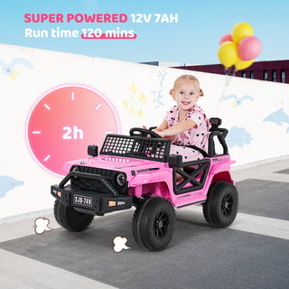 12V Kids Toddler Ride On Truck Electric Car,7Ah Large Battery Kids Powerful Ride On Jeep with Remote Control,2 Speeds,LED Lights,Horn,Music for Kids Toddlers Black