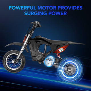 36V 300W Electric Dirt Bike for Kids Ages 5-10,Fast Speed Electric Motorcycle Up to 16 MPH & 10 Miles Long-Range,Twist Grip Throttle,3-Speed Modes,Dual Suspension & Brakes for Kids Ride on Toys Red