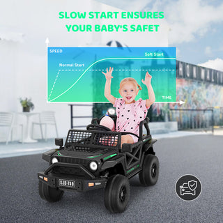 12V Kids Toddler Ride On Truck Electric Car,7Ah Large Battery Kids Powerful Ride On Jeep with Remote Control,2 Speeds,LED Lights,Horn,Music for Kids Toddlers Black