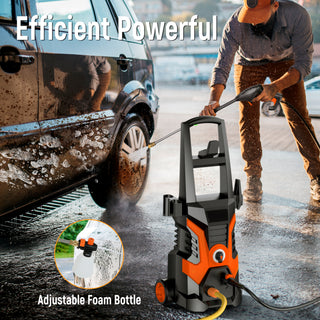 Yisufo Electric Pressure Washer,2500 PSI Pressure Cleaner Wash Machine with Upgraded Swivel Joint, 4 Nozzles Tips 25 FT Hose for Car/Patios/Garden/Fences-Orange