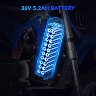 36V 300W Electric Dirt Bike for Kids Ages 5-10,Fast Speed Electric Motorcycle Up to 16 MPH & 10 Miles Long-Range,Twist Grip Throttle,3-Speed Modes,Dual Suspension & Brakes for Kids Ride on Toys