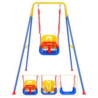 Yisufo 3-in-1 Toddler Swing Set, Foldable Kids Swing & Baby Jumper for Indoor Outdoor Play Backyard Activity Center