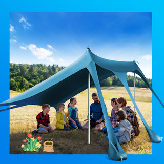 10x10ft 8-10 Person Beach Tent Canopy with 6 Sandbags, UPF50+ Sun Shade Portable Outdoor Sun Shelter Beach Tents, Easy Setup for Camping Trips, Fishing, Backyard Fun and Picnics - Navy