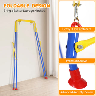 Yisufo 3-in-1 Toddler Swing Set, Foldable Kids Swing & Baby Jumper for Indoor Outdoor Play Backyard Activity Center