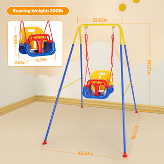 Yisufo 3-in-1 Toddler Swing Set, Foldable Kids Swing & Baby Jumper for Indoor Outdoor Play Backyard Activity Center