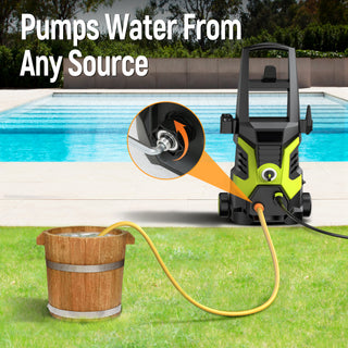 Yisufo Electric Pressure Washer,2500 PSI Pressure Cleaner Wash Machine with Upgraded Swivel Joint, 4 Nozzles Tips 25 FT Hose for Car/Patios/Garden/Fences-Green