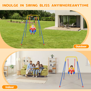 Yisufo 3-in-1 Toddler Swing Set, Foldable Kids Swing & Baby Jumper for Indoor Outdoor Play Backyard Activity Center
