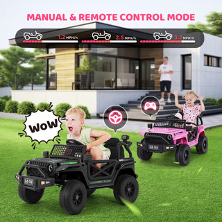12V Kids Toddler Ride On Truck Electric Car,7Ah Large Battery Kids Powerful Ride On Jeep with Remote Control,2 Speeds,LED Lights,Horn,Music for Kids Toddlers Black