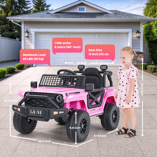 12V Kids Toddler Ride On Truck Electric Car,7Ah Large Battery Kids Powerful Ride On Jeep with Remote Control,2 Speeds,LED Lights,Horn,Music for Kids Toddlers Black