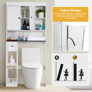 Over The Toilet Storage Cabinet,Farmhouse Storage Cabinet Over The Toilets Shelf with 2 Barn Door & Toilet Paper Holder Stand,Home Space-Saving Toilet Rack,Bathroom Cabinets for Bathroom,Laundry