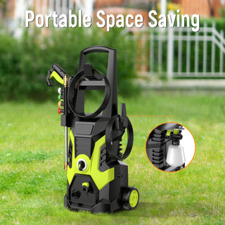 Yisufo Electric Pressure Washer,2500 PSI Pressure Cleaner Wash Machine with Upgraded Swivel Joint, 4 Nozzles Tips 25 FT Hose for Car/Patios/Garden/Fences-Green
