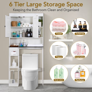 Over The Toilet Storage Cabinet,Farmhouse Storage Cabinet Over The Toilets Shelf with 2 Barn Door & Toilet Paper Holder Stand,Home Space-Saving Toilet Rack,Bathroom Cabinets for Bathroom,Laundry