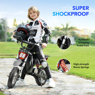 36V 300W Electric Dirt Bike for Kids Ages 5-10,Fast Speed Electric Motorcycle Up to 16 MPH & 10 Miles Long-Range,Twist Grip Throttle,3-Speed Modes,Dual Suspension & Brakes for Kids Ride on Toys Red
