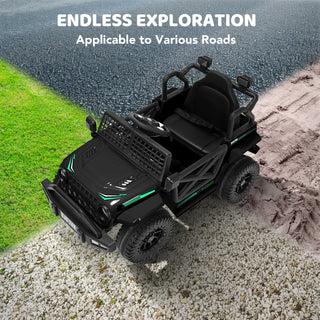 12V Kids Toddler Ride On Truck Electric Car,7Ah Large Battery Kids Powerful Ride On Jeep with Remote Control,2 Speeds,LED Lights,Horn,Music for Kids Toddlers Black