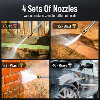 EVMORE Electric Pressure Washer, High Pressure Washers Powered Cleaner Wash Machine 2500 PSI with Upgraded Swivel Joint, 4 Nozzles & 25ft Hose for Car,Patios,Garden,Fences - Green