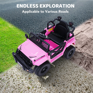12V Kids Toddler Ride On Truck Electric Car,7Ah Large Battery Kids Powerful Ride On Jeep with Remote Control,2 Speeds,LED Lights,Horn,Music for Kids Toddlers Black