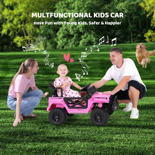 12V Kids Toddler Ride On Truck Electric Car,7Ah Large Battery Kids Powerful Ride On Jeep with Remote Control,2 Speeds,LED Lights,Horn,Music for Kids Toddlers Black