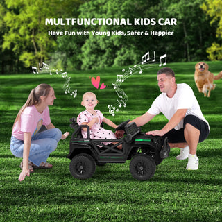 12V Kids Toddler Ride On Truck Electric Car,7Ah Large Battery Kids Powerful Ride On Jeep with Remote Control,2 Speeds,LED Lights,Horn,Music for Kids Toddlers Black