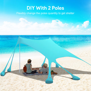 10x10ft 8-10 Person Beach Tent Canopy with 8 Sandbags, UPF50+ Sun Shade Portable Sun Shelter Tents, Easy Setup for Camping Trips, Fishing, Backyard Fun and Picnics