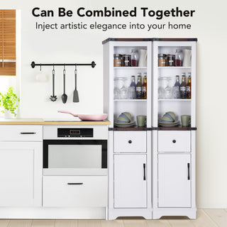 Bathroom Storage Cabinet, 6-Tier Tall Narrow Bathroom Cabinet Freestanding Tower with Adjustable Shelves and Doors for Bathroom, Living Room, Home Office