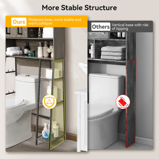 Over-the-Toilet Storage Cabinet with Adjustable Shelves, 66.9" H Freestanding Bathroom Organizer, Anti-Tip Design, Grey Walnut