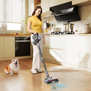Voweek VC15 8 in 1 Cordless Vacuum Cleaner with 35Kpa, LED Display, MAX 45Mins Runtime, Red