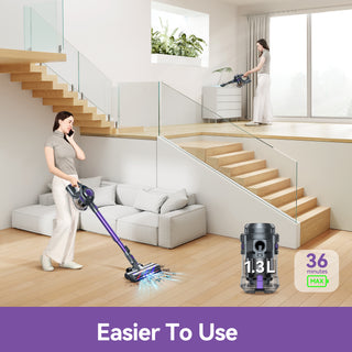 Voweek VC08 Ultralight Cordless Stick Vacuum Cleaner with HEPA Filters, Headlight, Self-standing Electric Mop, 3 Colors