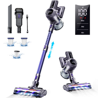 Voweek VC10 8-in-1 Versatile Cordless Vacuum Cleaner with 25Kpa Suction, LED Display, Extended 40mins Runtime, Purple