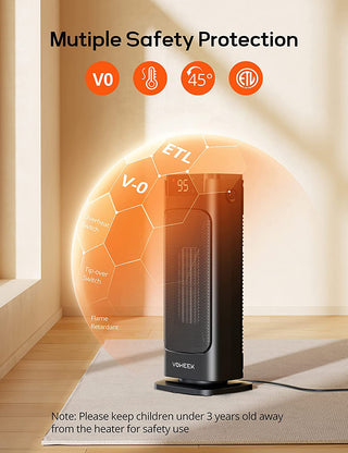 Voweek 16‘’ Space Heater, 1500W 3S Heating Electric Heater