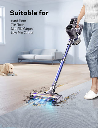 Voweek VC10 8-in-1 Versatile Cordless Vacuum Cleaner with 25Kpa Suction, LED Display, Extended 40mins Runtime, Purple