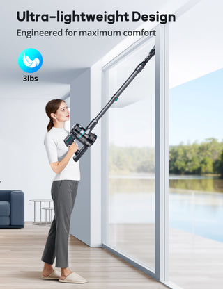 Voweek VC12 8 in 1 Cordless Vacuum Cleaner with 30Kpa 2024 Latest Motor, LED Display, MAX 45Mins Runtime, Blue Grey