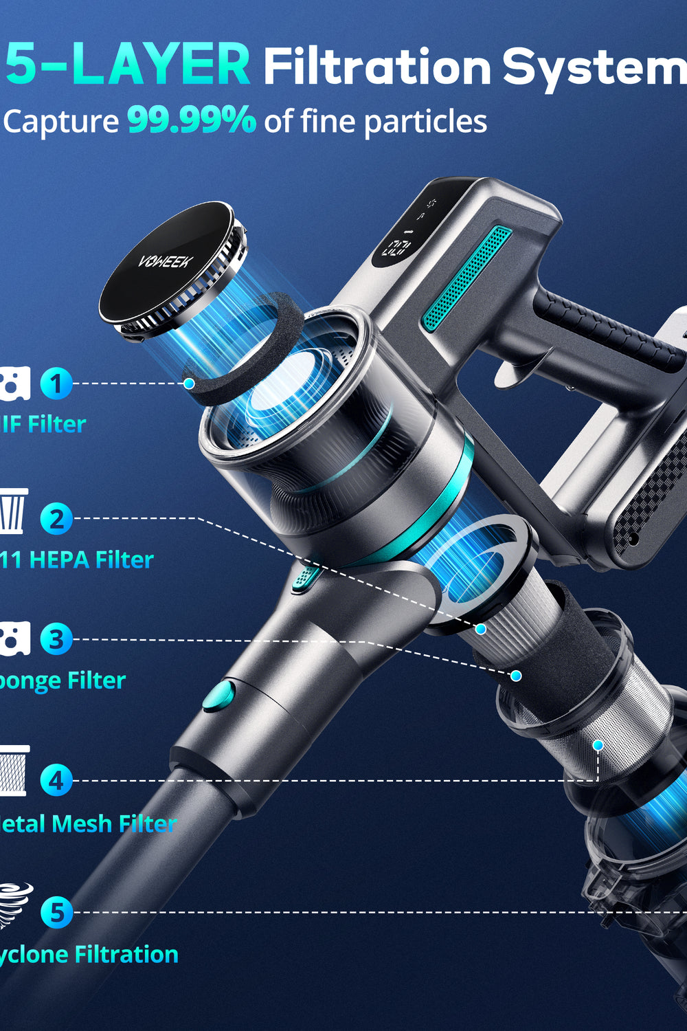 Voweek VC12 8 in 1 Cordless Vacuum Cleaner with 30Kpa 2024 Latest Moto